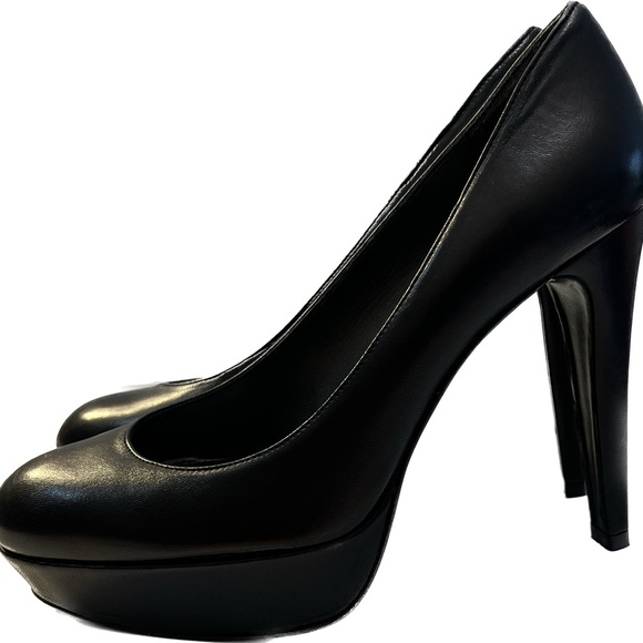 Stuart Weitzman Stilts Black Leather Heels Womens Sz 8 Closed Rounded Toe‎ - Picture 10 of 10